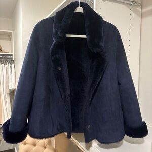 Navy shearling jacket
